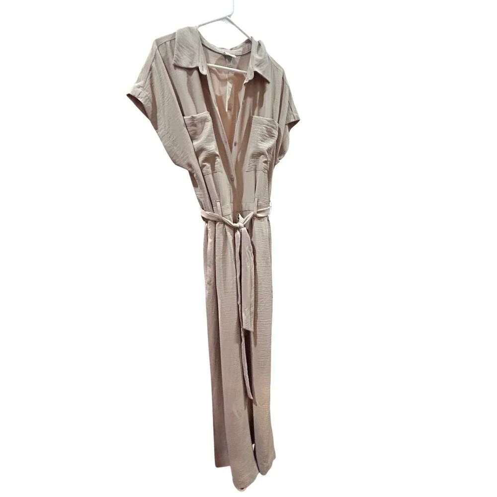 NEW A New Day Womens‎ Utility Button Front Belted Jumper Khaki Size L - Picture 7 of 10